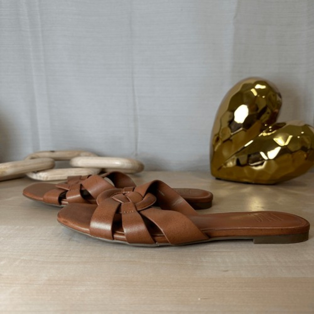 INC Tan Braided‎ Slide Sandals Size 6M